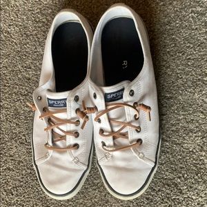 White sperry slip on shoes